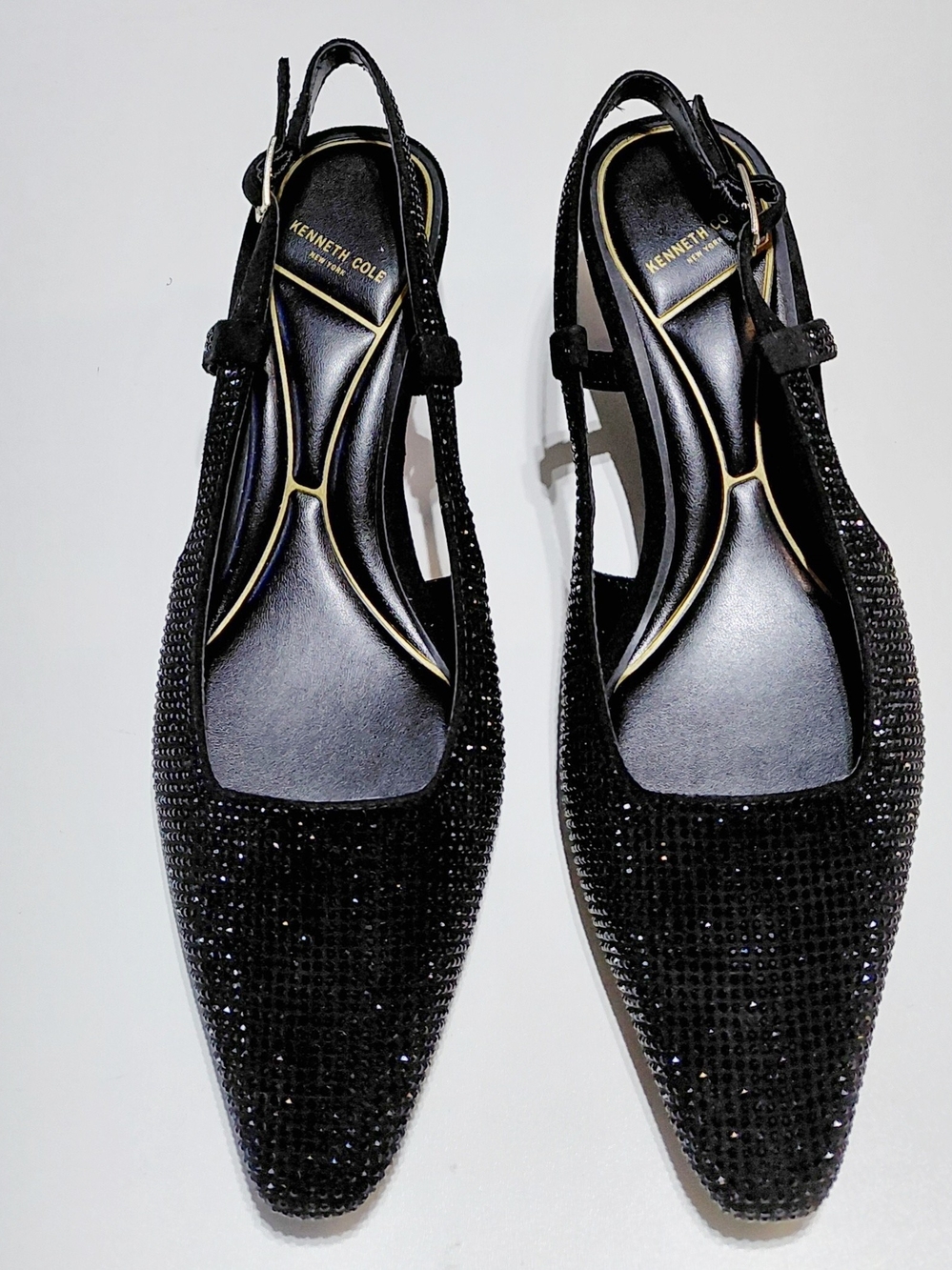KENNETH COLE New York Women's Martha Crystals Kitten Heel Slingback Pumps Size 7